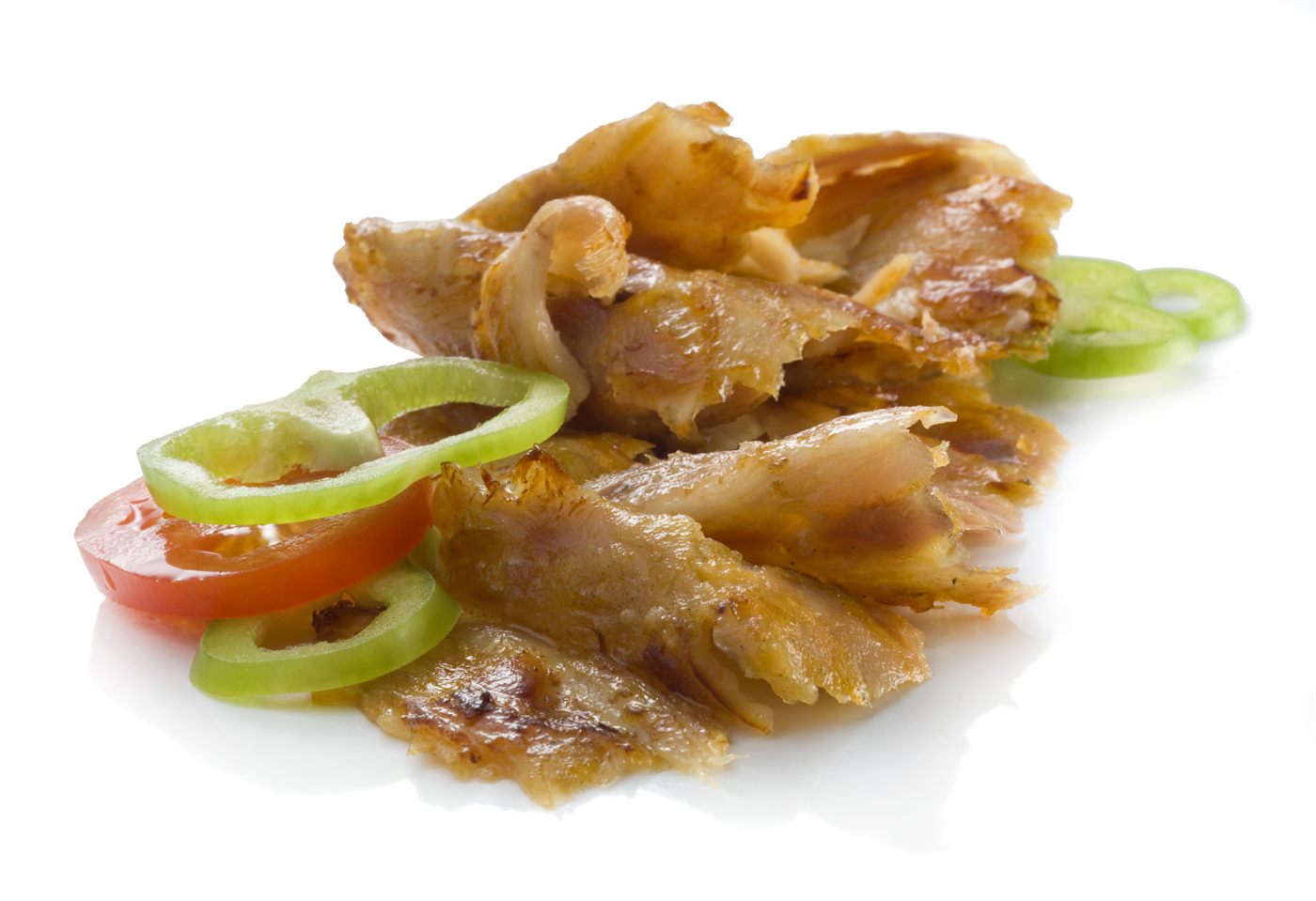 Frisch geschnittener Hähnchen Kebab in Nahaufnahme